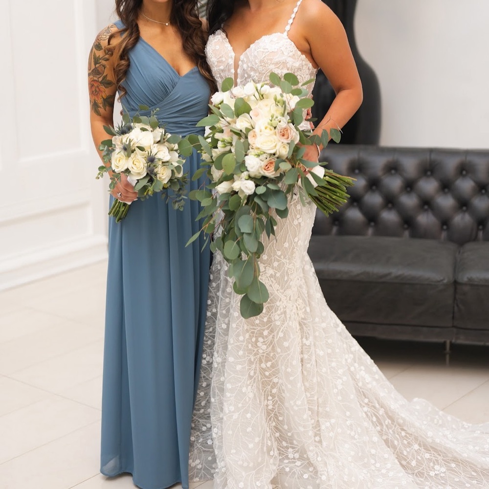 Slate Size 4 chiffon Bridesmaid Dress